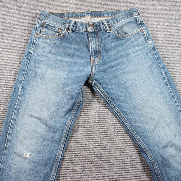 Levi’s Jeans Mens 33x32 Blue 527 Slim Bootcut Distressed Frayed Hem - Picture 3 of 12